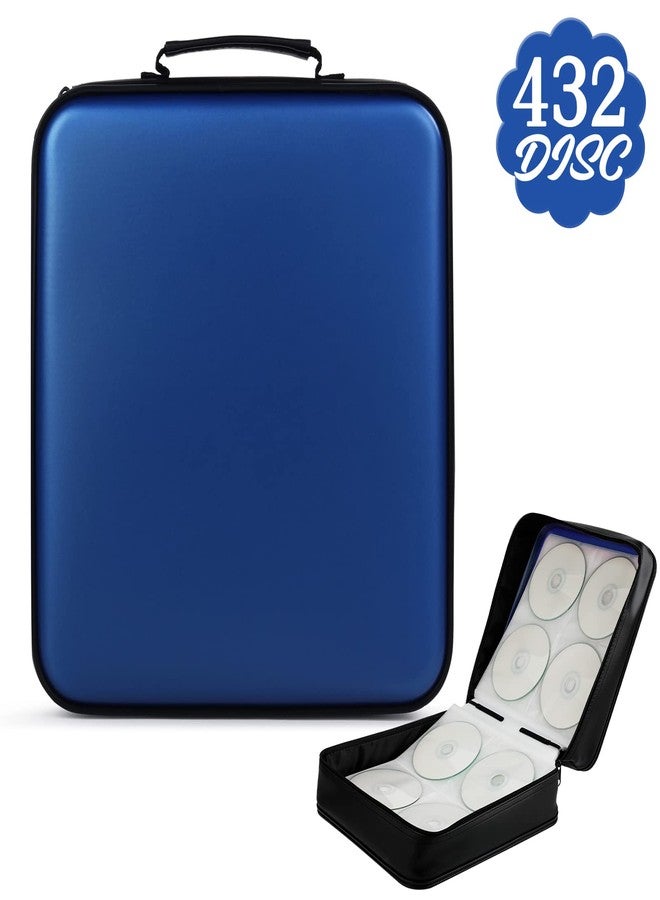 TIMCORR CD Case DVD Storage Case: 432 Capacity Hard Plastic DVD Case Holder Organizer Portable CD Wallet Binder Disc Holder Folder Blu Ray Album Sleeves for Car Home Travel | Audio Music (Blue) - Image 2