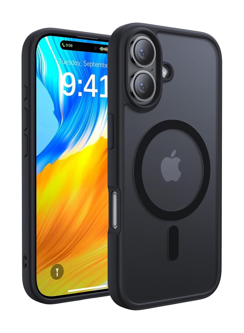 أكاليكس حافظة مغناطيسية لهاتف iPhone 16، متوافقة مع MagSafe، غطاء فاخر مطلي، حافظة هاتف واقية من الصدمات من مادة TPU الناعمة غير اللامعة، (أسود) - Image 1