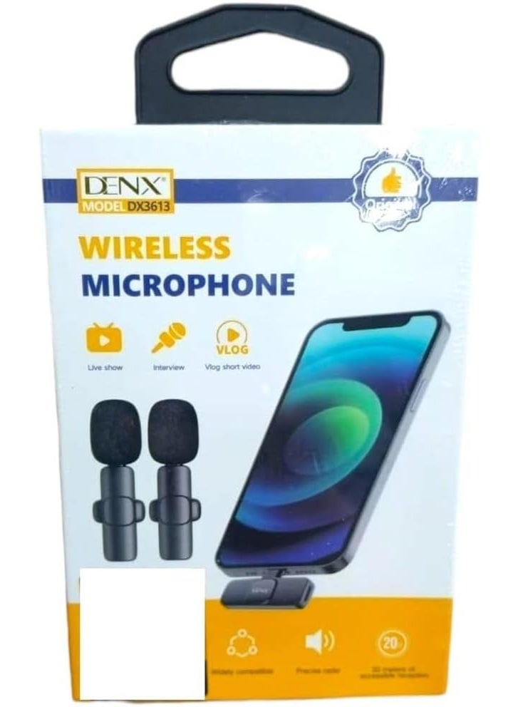 DENX DX3613 Dual Wireless Lavalier Microphone with Noise Reduction, Plug & Play Bluetooth Mic with Type‑C Receiver for Android, 20 m Range, Ideal for Vlogging, Interviews, Live Streaming - Image 5