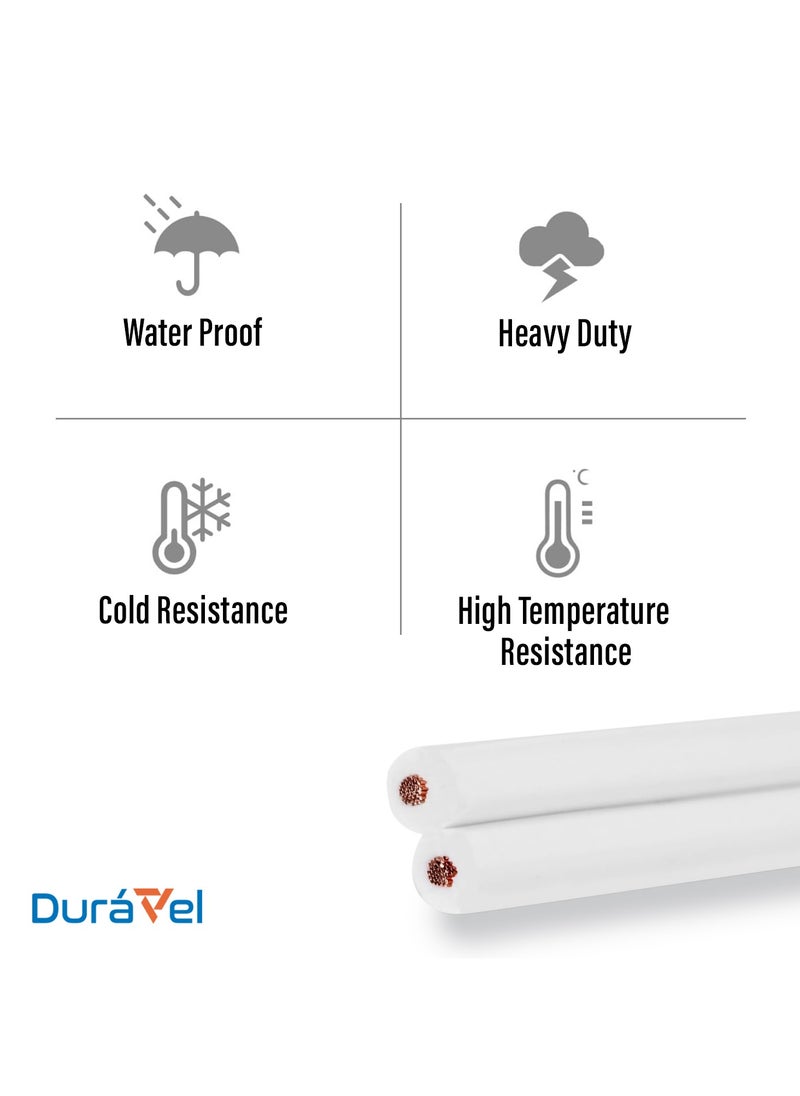 Duravel Duravel Electrical Cable Wire, 2-Core Copper, White PVC Insulated Twin Flexible Copper Cable for Extension Power Wire Home Small Electrical Wiring (WHITE-0.75MM, 5 METER)  - Image 4