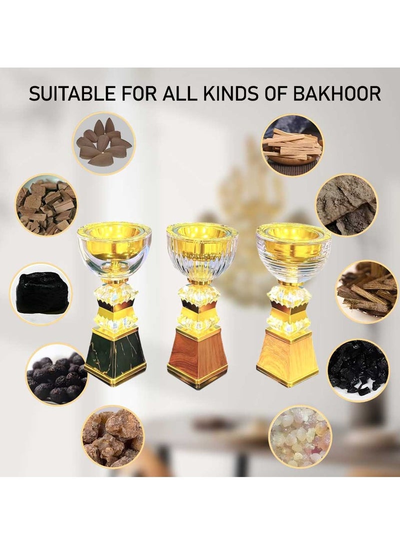 Crystal Finish Bakhoor Burner Frankincense Glass Top Incense Holder  | Exquisite & Elegant Home Décor | Perfect Gift for Loved Ones - Image 2