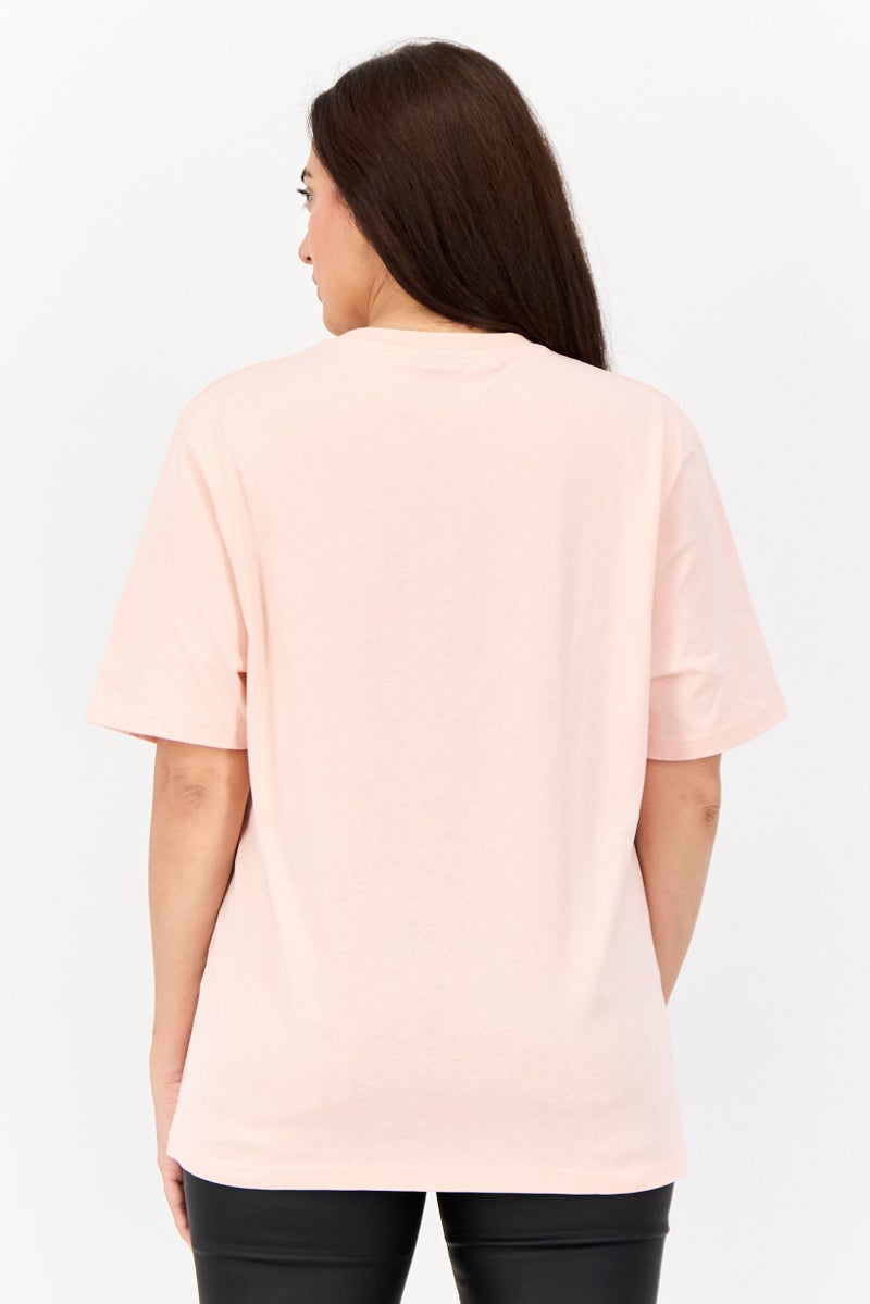 Marilyn Monroe Women Oversized Fit Crew Neck Short Sleeves Graphic Print T-Shirt, Pink - Image 3