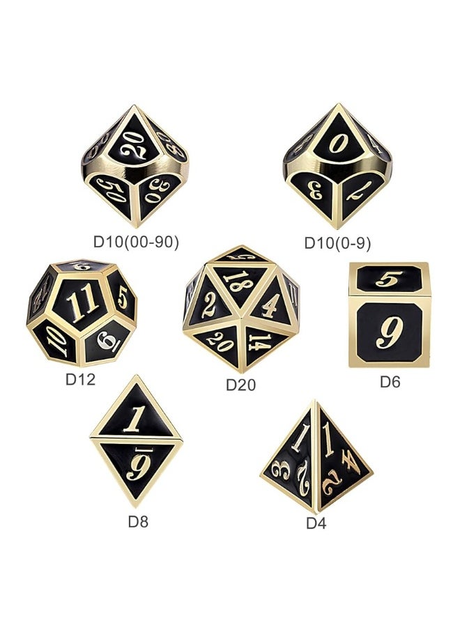 DNDND DNDND Metal Dice Set D&D, 7 die Metal Polyhedral Dice Set with Gift Metal Box and Gold Number for DND Dungeons and Dragons Role Playing Games (Black and Gold)  - Image 2