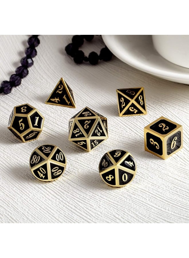 DNDND DNDND Metal Dice Set D&D, 7 die Metal Polyhedral Dice Set with Gift Metal Box and Gold Number for DND Dungeons and Dragons Role Playing Games (Black and Gold)  - Image 5