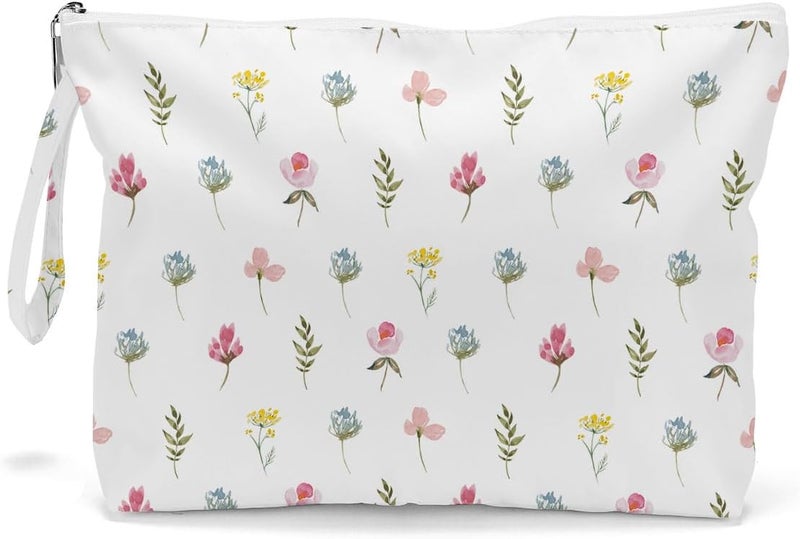 Fokongna Wet Bag Wet Dry Bag Makeup Bag Toiletry Bag Waterproof Large Capacity Travel Cosmetic Bag Zipper Pouch for Women Girls Mo Wife Sister Friends Baby Diaper Bag Bee Wildflower Sunflower - Image 1