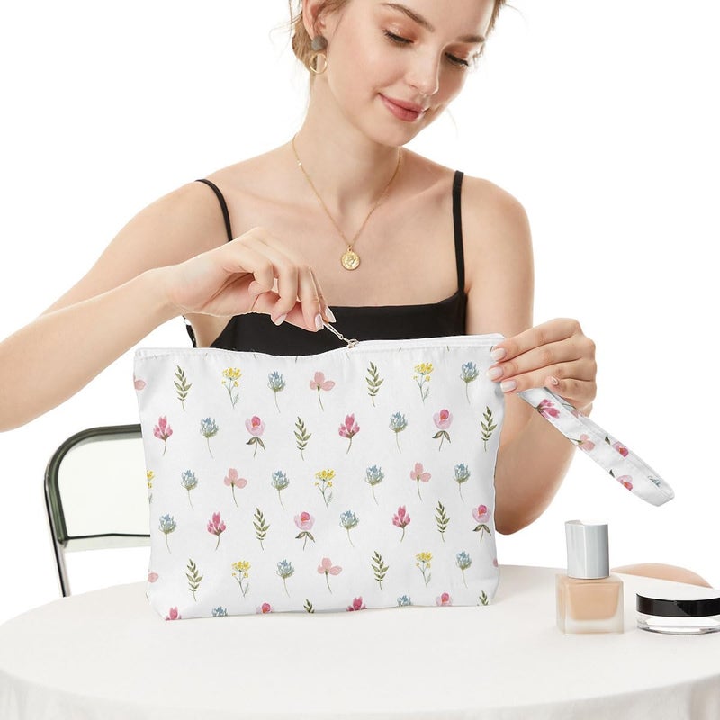 Fokongna Wet Bag Wet Dry Bag Makeup Bag Toiletry Bag Waterproof Large Capacity Travel Cosmetic Bag Zipper Pouch for Women Girls Mo Wife Sister Friends Baby Diaper Bag Bee Wildflower Sunflower - Image 2