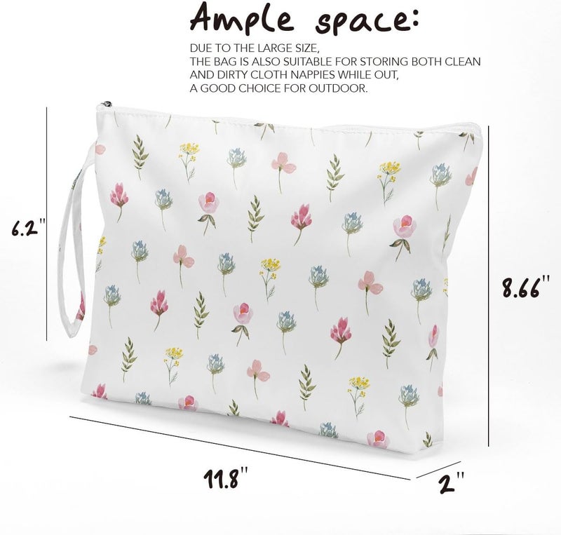 Fokongna Wet Bag Wet Dry Bag Makeup Bag Toiletry Bag Waterproof Large Capacity Travel Cosmetic Bag Zipper Pouch for Women Girls Mo Wife Sister Friends Baby Diaper Bag Bee Wildflower Sunflower - Image 3