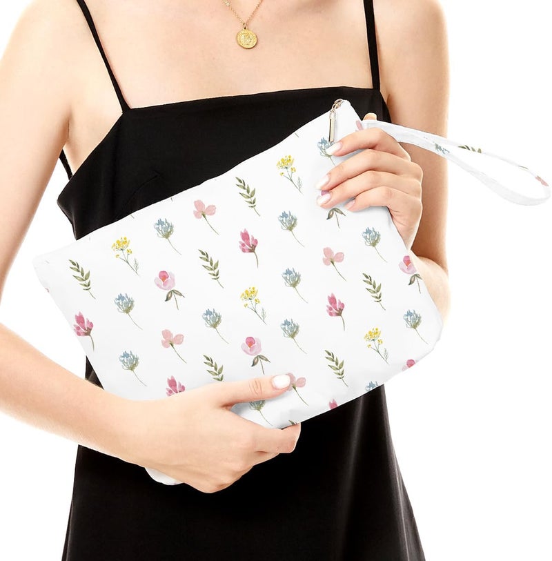 Fokongna Wet Bag Wet Dry Bag Makeup Bag Toiletry Bag Waterproof Large Capacity Travel Cosmetic Bag Zipper Pouch for Women Girls Mo Wife Sister Friends Baby Diaper Bag Bee Wildflower Sunflower - Image 4