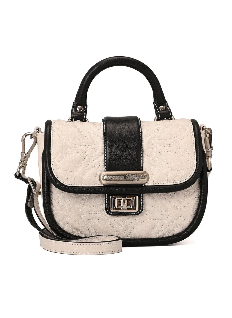 كارمن ستيفنز حقيبة بيضاء بمقبض علوي