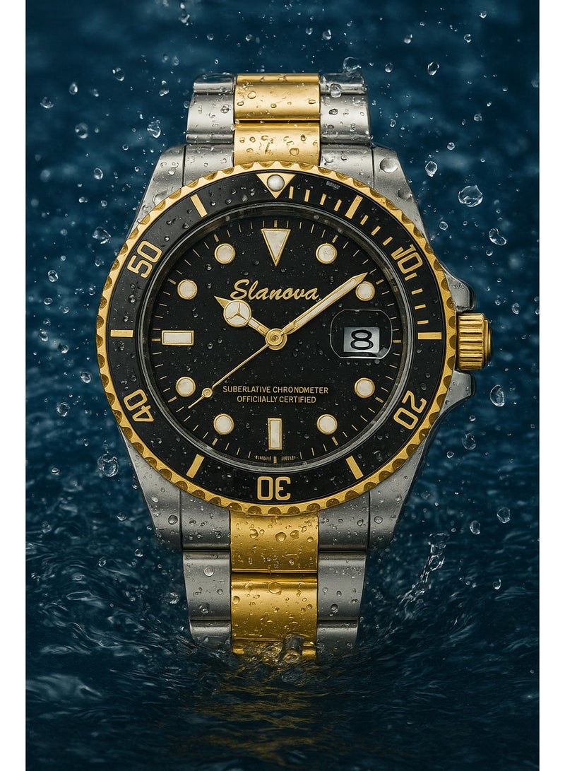 Elanova Luxury men’s watch made of stainless steel, water-resistant with sapphire crystal glass, luminous hands, and precise quartz movement. Model EL777. - Image 4