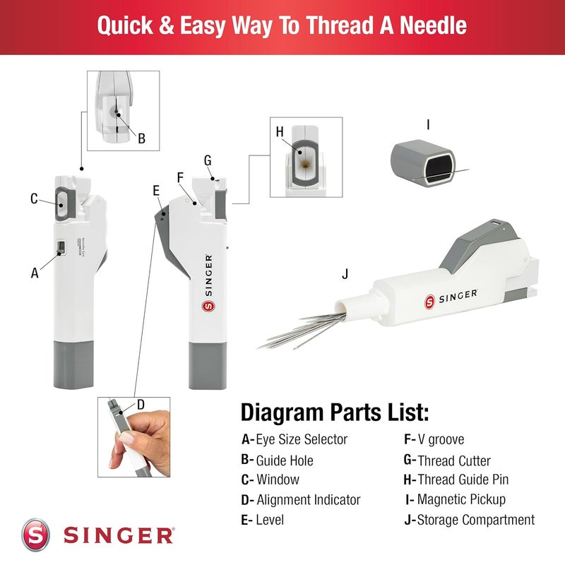 SINGER Needle Threader Assistant - Automatic Hand Sewing Needle Threader - Image 2