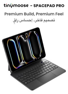TinyMoose SpacePad Pro Magic Keyboard for iPad – 5-Way Multi-Touchpad, LED Display, 7-Color Backlit, Scissor Keys, Bluetooth 5.0, Adjustable Stand – Compatible with iPad Pro 11 (M4) – Carbon Black – Supports English & Arabic  - Image 3