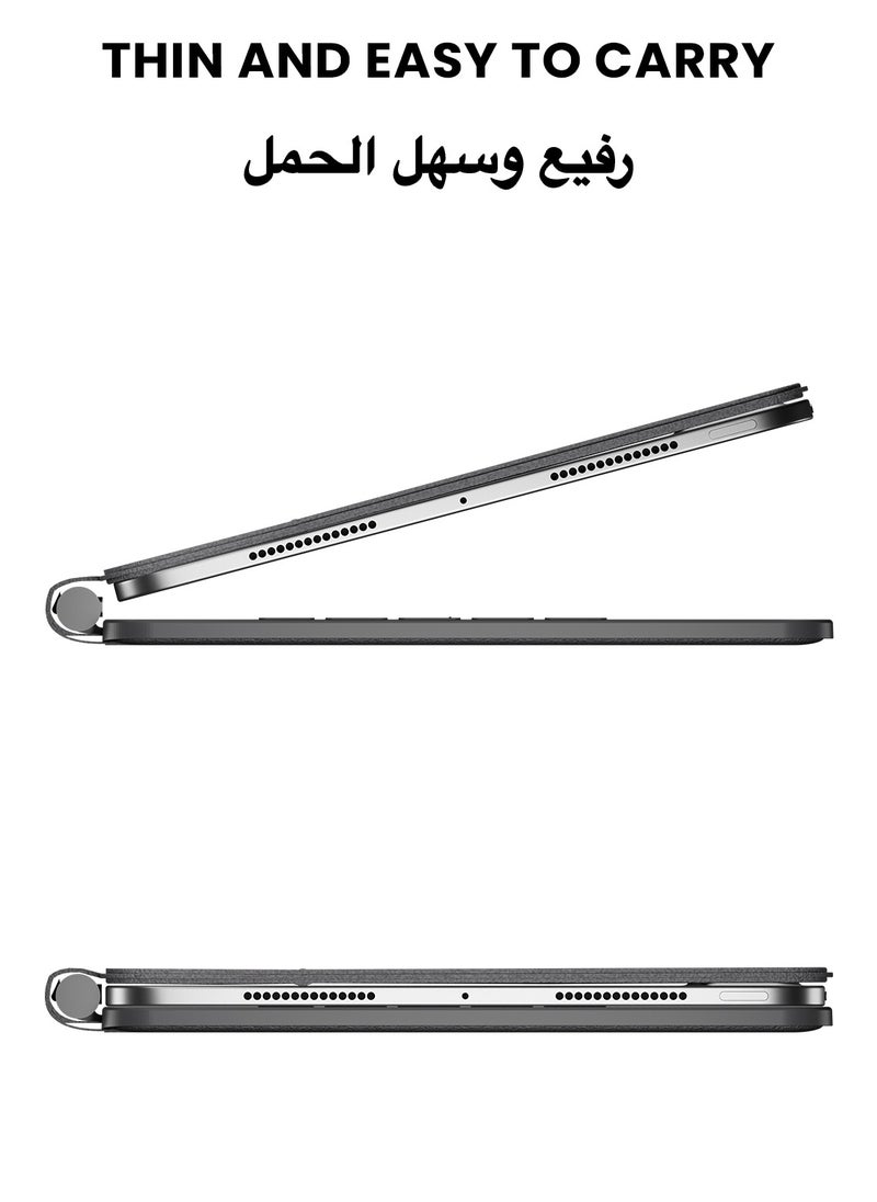 TinyMoose - SpacePad Pro Magic Keyboard for iPad – 5-Way Multi-Touchpad, LED Display, 7-Color Backlit, Scissor Keys, Bluetooth 5.0, Adjustable Stand – Compatible with iPad Pro 11 (M4) – Carbon Black – Supports English & Arabic - Image 1
