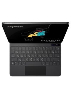 TinyMoose SpacePad Pro Magic Keyboard for iPad – 5-Way Multi-Touchpad, LED Display, 7-Color Backlit, Scissor Keys, Bluetooth 5.0, Adjustable Stand – Compatible with iPad Pro 11 (M4) – Carbon Black – Supports English & Arabic  - Image 1