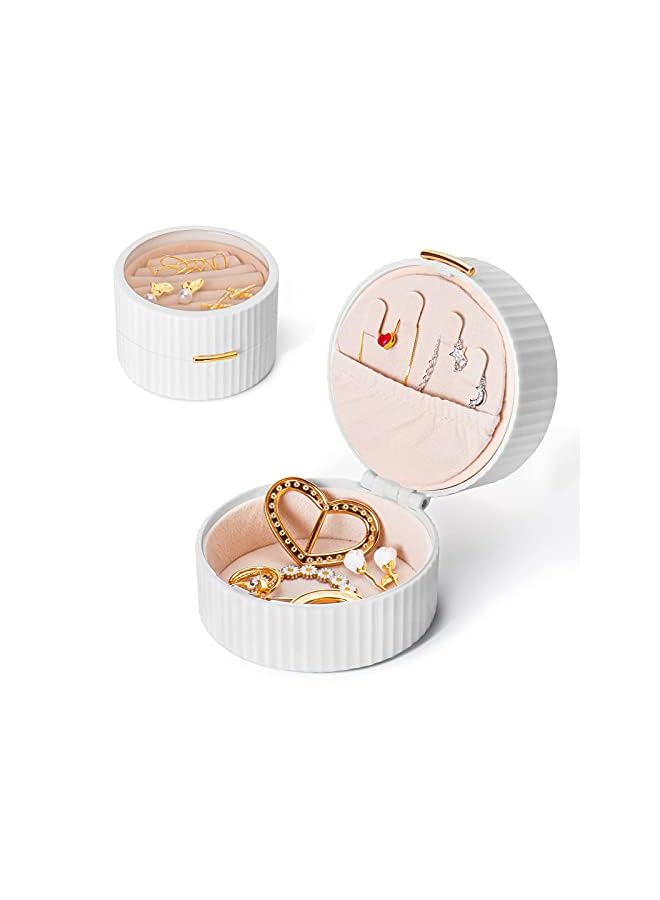 KASTWAVE Storage Box,portable Travel Jewelry Box Transparent Visible 2 Layers Display Box Ring, Earring, Necklace, Bracelet Organizer Jewelry Box (white) - Image 2