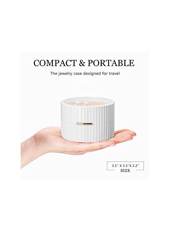 KASTWAVE Storage Box,portable Travel Jewelry Box Transparent Visible 2 Layers Display Box Ring, Earring, Necklace, Bracelet Organizer Jewelry Box (white) - Image 3
