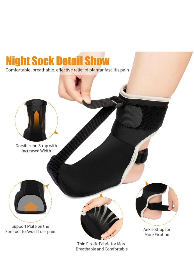 Arabest Plantar Fasciitis Night Splint Sock Upgraded Plantar Fasciitis Brace for Women Men with Arch Support for Achilles Tendonitis Foot Drop Heel Spur Pain Relief Black (Small) - Image 2