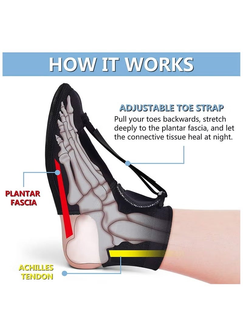Arabest Plantar Fasciitis Night Splint Sock Upgraded Plantar Fasciitis Brace for Women Men with Arch Support for Achilles Tendonitis Foot Drop Heel Spur Pain Relief Black (Small) - Image 4