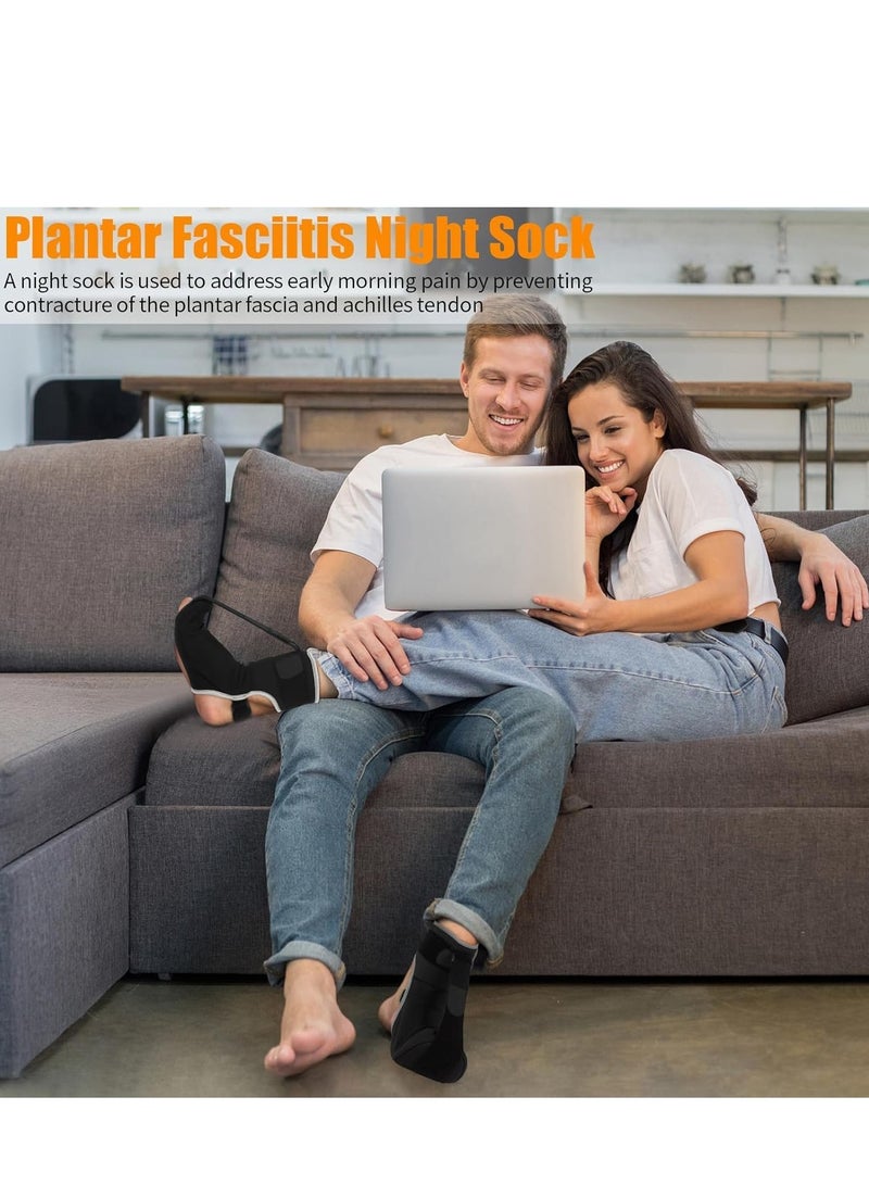 Arabest Plantar Fasciitis Night Splint Sock Upgraded Plantar Fasciitis Brace for Women Men with Arch Support for Achilles Tendonitis Foot Drop Heel Spur Pain Relief Black (Small) - Image 3