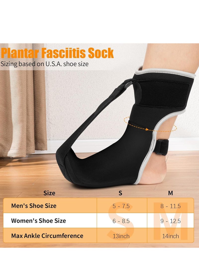 Arabest Plantar Fasciitis Night Splint Sock Upgraded Plantar Fasciitis Brace for Women Men with Arch Support for Achilles Tendonitis Foot Drop Heel Spur Pain Relief Black (Small) - Image 5