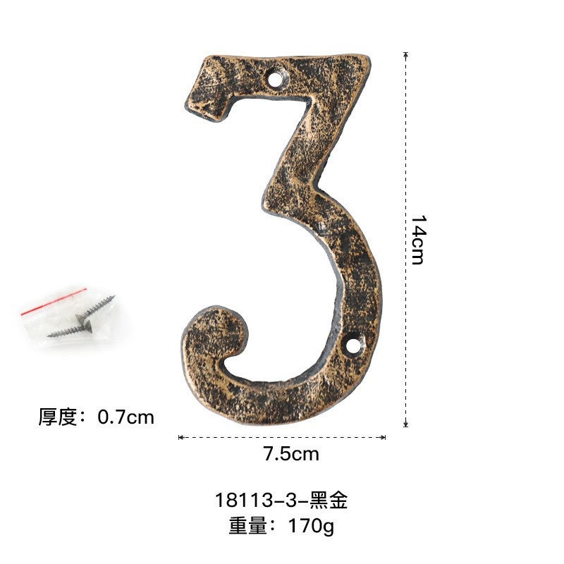 Zakka Grocery Wrought Iron Decorations Cast Iron Metal Number Letter Creative Diy Doorplate Letter Symbol - Image 1