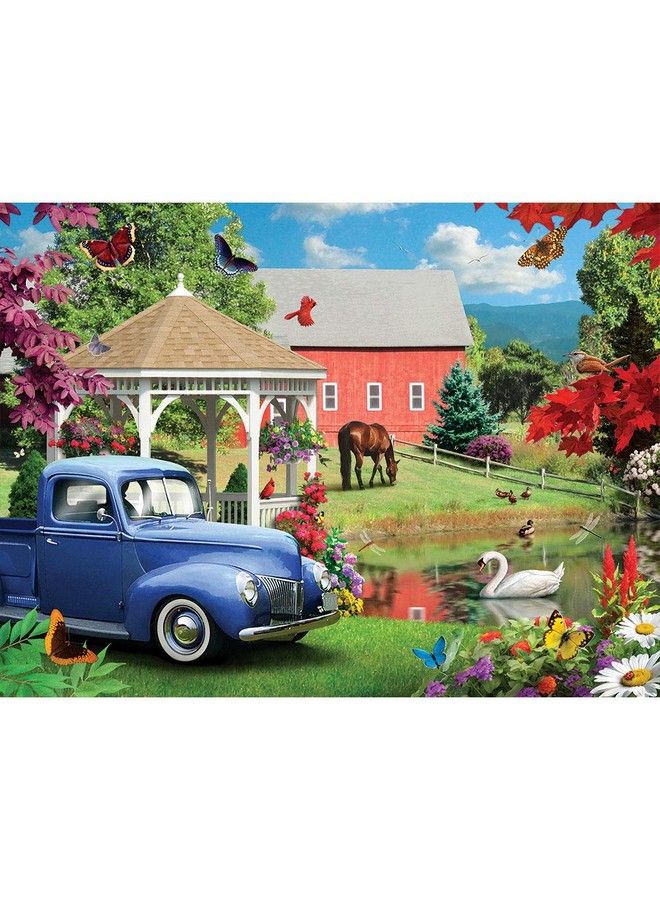 Bits and Pieces 300 Piece Jigsaw Puzzle For Adults 18" X 24"  A Simple Time 300 Pc Spring Barn Flower Car Jigsaw By Artist Alan Giana - Image 1