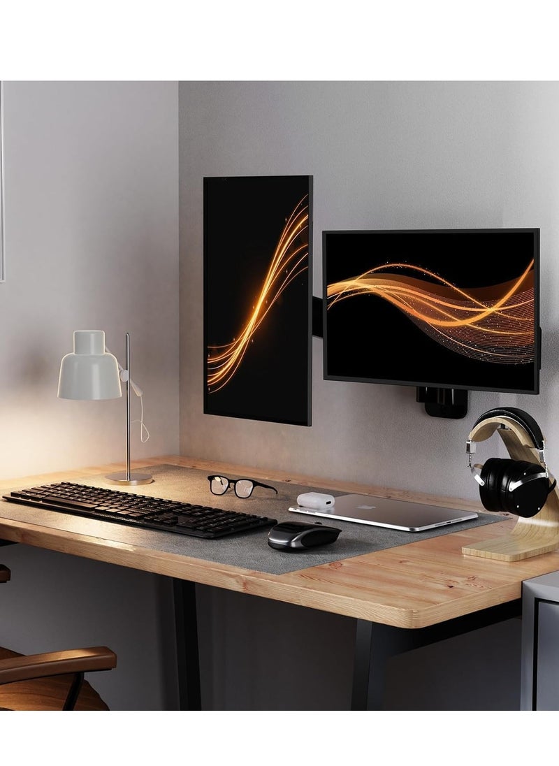 ELTRAZONE Dual Monitor Wall Mount – Gas Spring Monitor Wall Arm for 17-32 Inch Screens, Holds Up to 18lbs, VESA 75x75/100x100mm, Adjustable Wall-Mounted Monitor Stand for 2 Monitors, Ergonomic Design  - Image 5