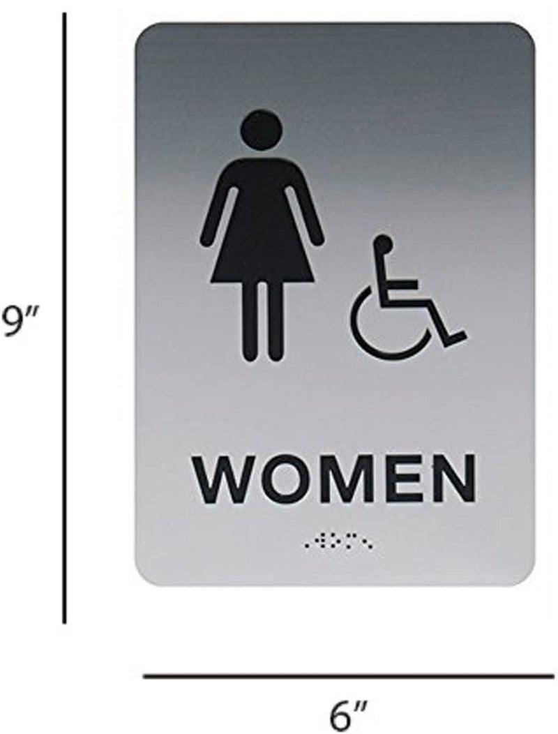 Canopy Street Custom Product Solutions Men & Women ADA Restroom (Bathroom) Modern Chic Sign w/Braille - Silver/Black - Image 2