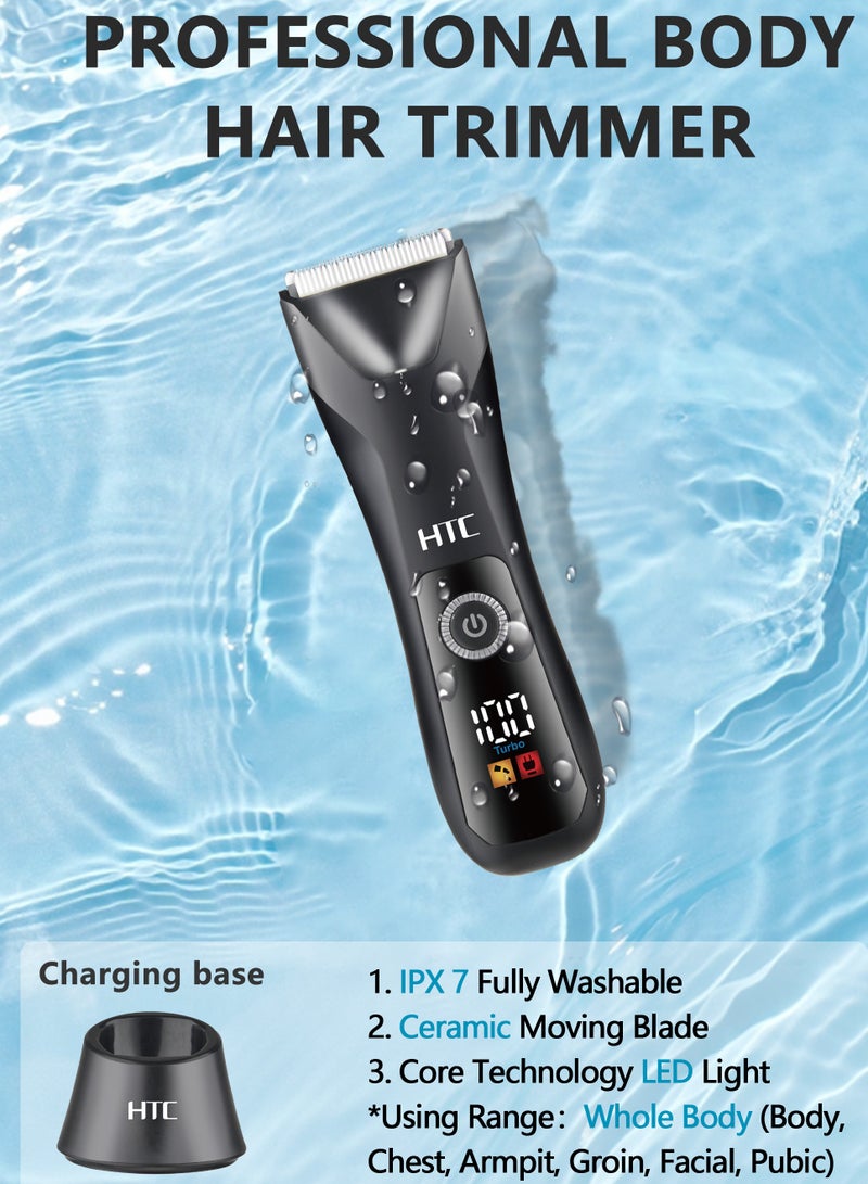 HTC AT-018 Fully Body Shaver Washable Type-C Rechargeable Ceramic Blade for body and face - Image 4