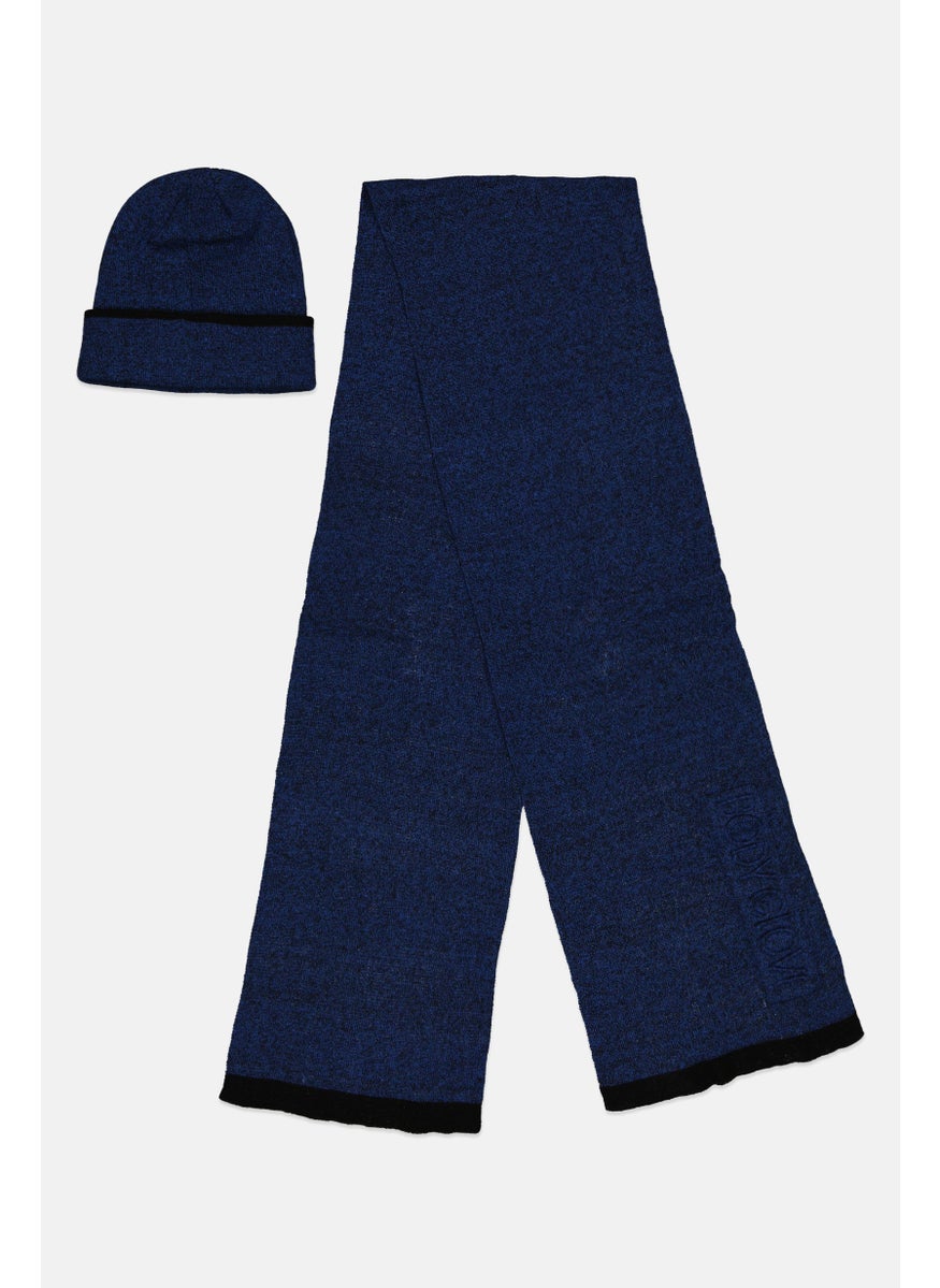 Body Glove - Men 2 Pcs Brand Logo Scarf And Beanie Gift Set, Blue - Image 1