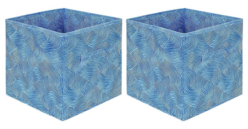 Kuber Industries Lehariya Printed NonWoven Foldable Storage BinCubeOrganizer For Toys Clothes And Books With Handles Pack of 2 Blue HS43KUBMART26242 - Image 1