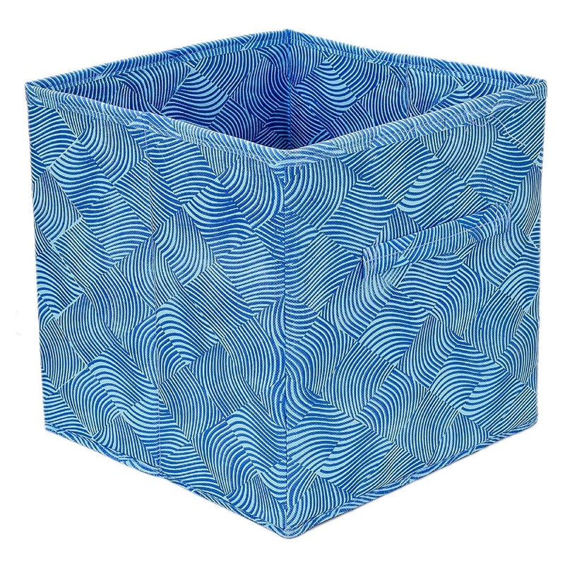 Kuber Industries Lehariya Printed NonWoven Foldable Storage BinCubeOrganizer For Toys Clothes And Books With Handles Pack of 2 Blue HS43KUBMART26242 - Image 2