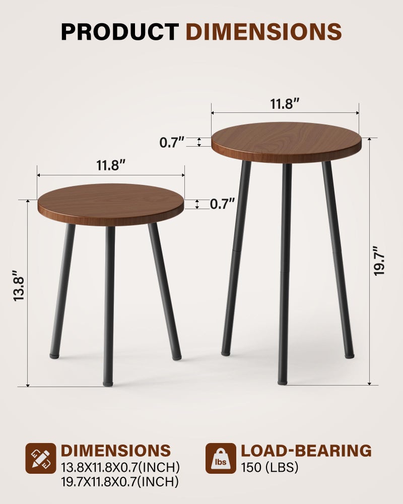 SAKSUN Plant Stand Indoor 2 Pack: Plant Table 14''&20'' Wooden & Metel Heavy Duty Stands for Flower Lovers - Mid Century Modern Design Stool for Bedroom/Living Room/Patio/Garden - Image 2