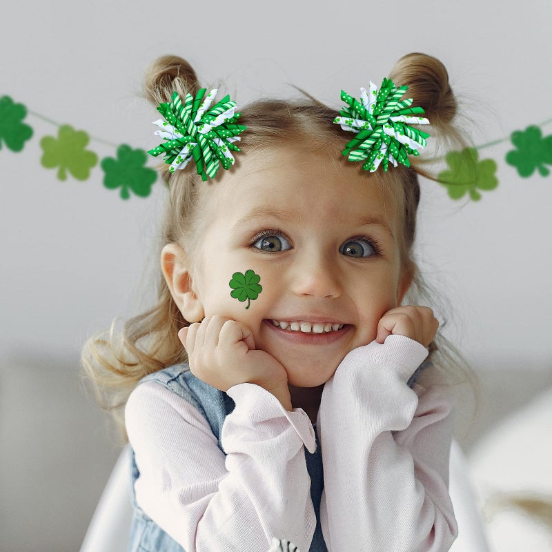 KCHIES St Patricks Day Korker Hair Bow Clip 3'' Irish Green Shamrock Curly Corker Fireworks Alligator Barrette Toddler Baby Girls Kids Pattys Christmas Holiday Favor Gift Accessories - Image 3