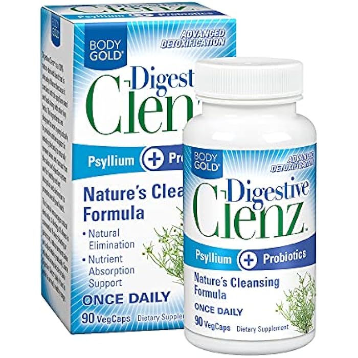 Body Gold Digestive Clenz | Healthy Detoxification, Elimination & Nutrient Absorption Support | 30 Servings, 90 VegCaps - Image 1