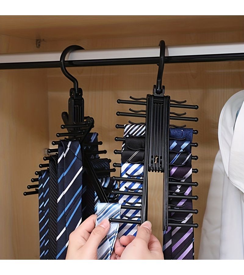 1pc Multifunctional Tie Storage Rack 20 Tooth Anti Slip Hook Saving 80 Percent Wardrobe Space Rotating - Image 5