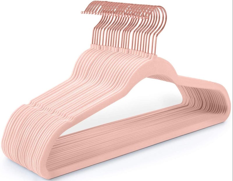 ARLICORPING Velvet Hangers Non-Slip Premium Suit Hangers Ultra Thin Space Saving 360 Degree Swivel Hook Clothes Hangers (Pink, 50) - Image 1