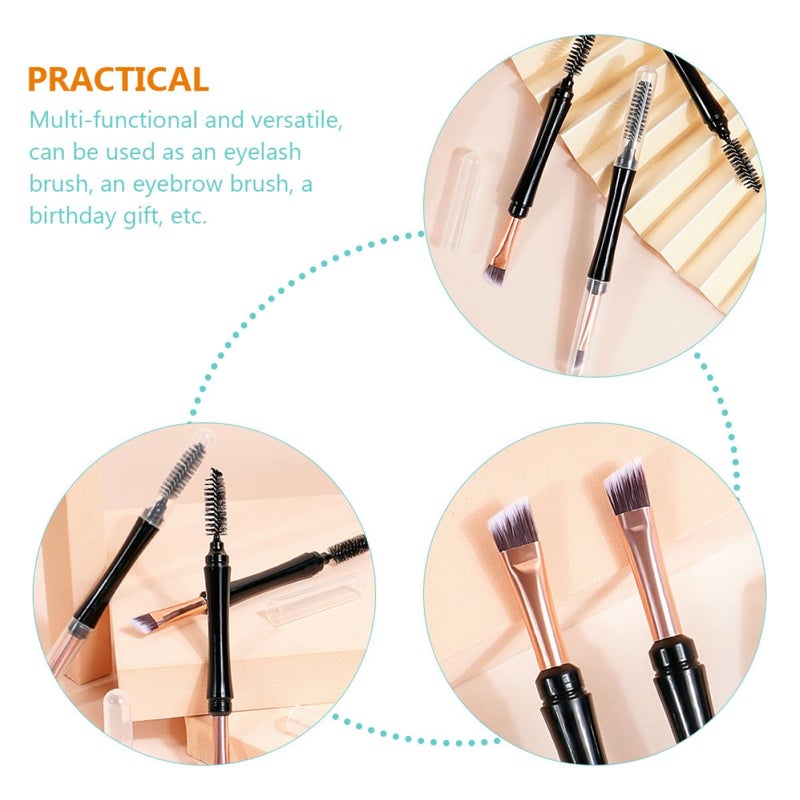 10 Pcs Dual Tip Makeup Brush Set with Eyelash Curler and Brow Brush for Travel - Image 4