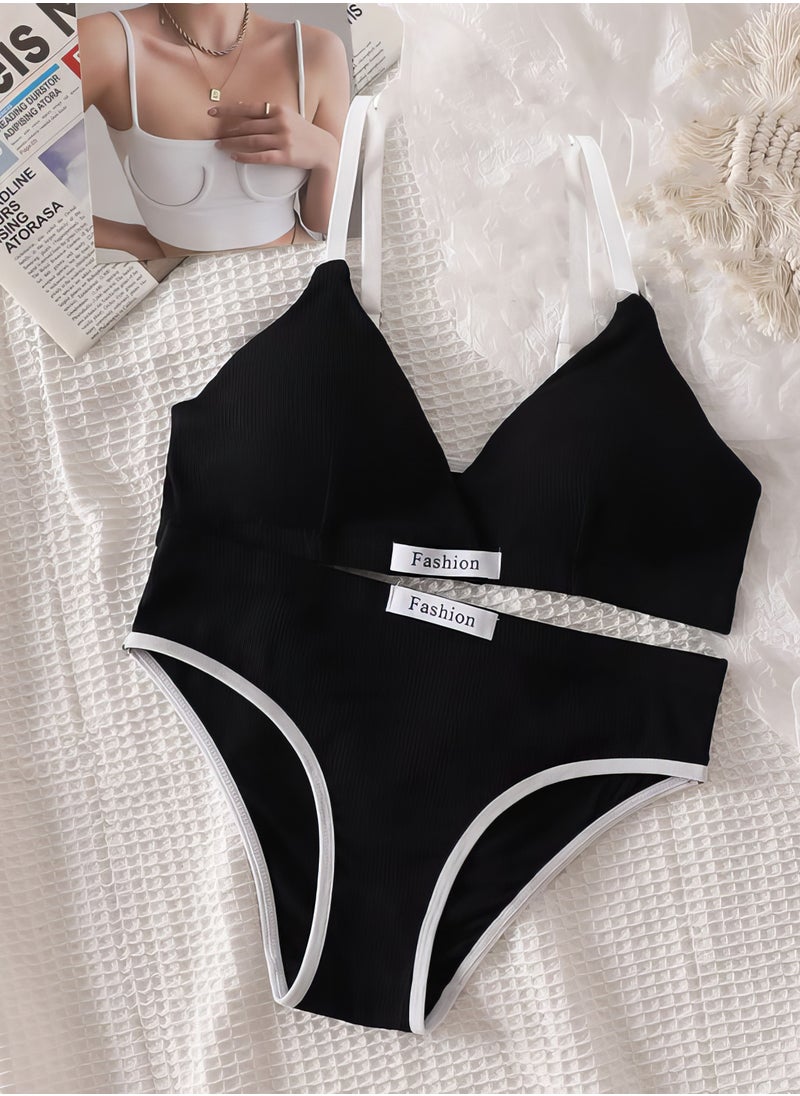 ovitio - Black Bikini Set - Two Pieces (Bra + Bottom) - Image 1