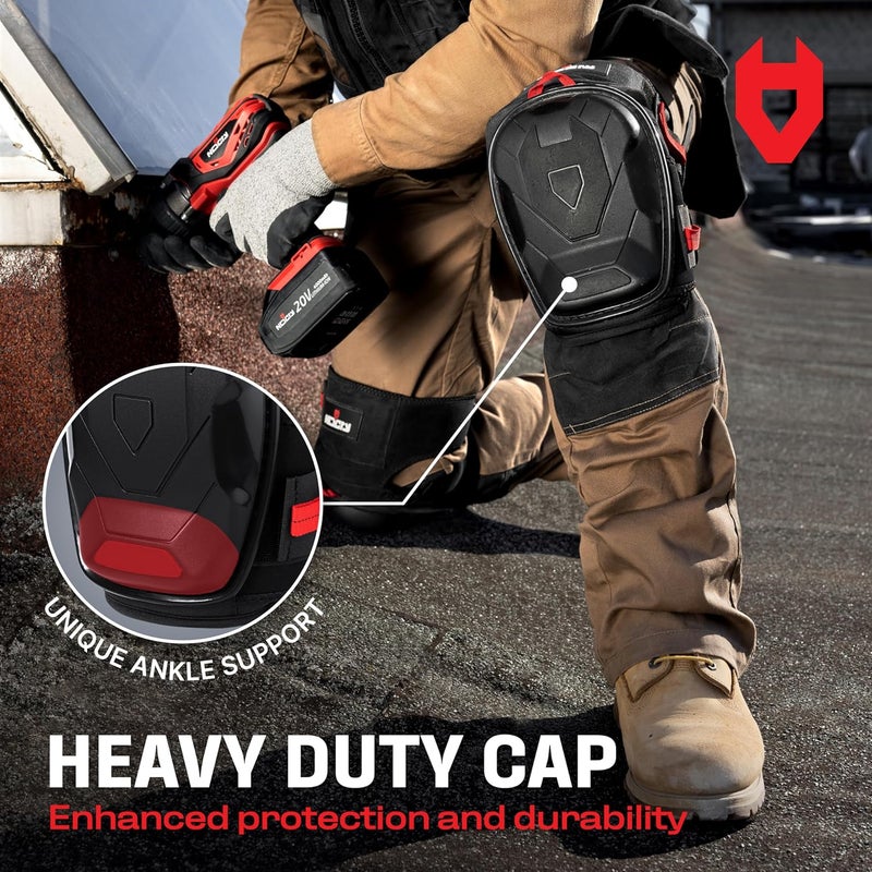 NoCry Professional Work Knee Pads for Men Construction with Ankle Support and Heavy Duty Anti-Slip Cap — Foam Cushion and Extra Thick Gel Padding — Reinforced Thigh & Shin Straps - Image 4