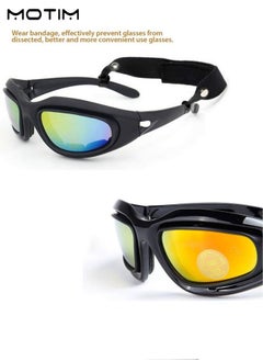 Motim 9 Piece CS Polarized Military Goggles Sports Sunglasses, Polarized Eyewear Army Tactical Sunglasses Goggles UV Protection with 4 Interchangeable Lens, Suitable for Running Cycling Fishing  - Image 4