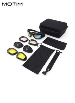 Motim 9 Piece CS Polarized Military Goggles Sports Sunglasses, Polarized Eyewear Army Tactical Sunglasses Goggles UV Protection with 4 Interchangeable Lens, Suitable for Running Cycling Fishing  - Image 5