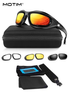 Motim 9 Piece CS Polarized Military Goggles Sports Sunglasses, Polarized Eyewear Army Tactical Sunglasses Goggles UV Protection with 4 Interchangeable Lens, Suitable for Running Cycling Fishing  - Image 1