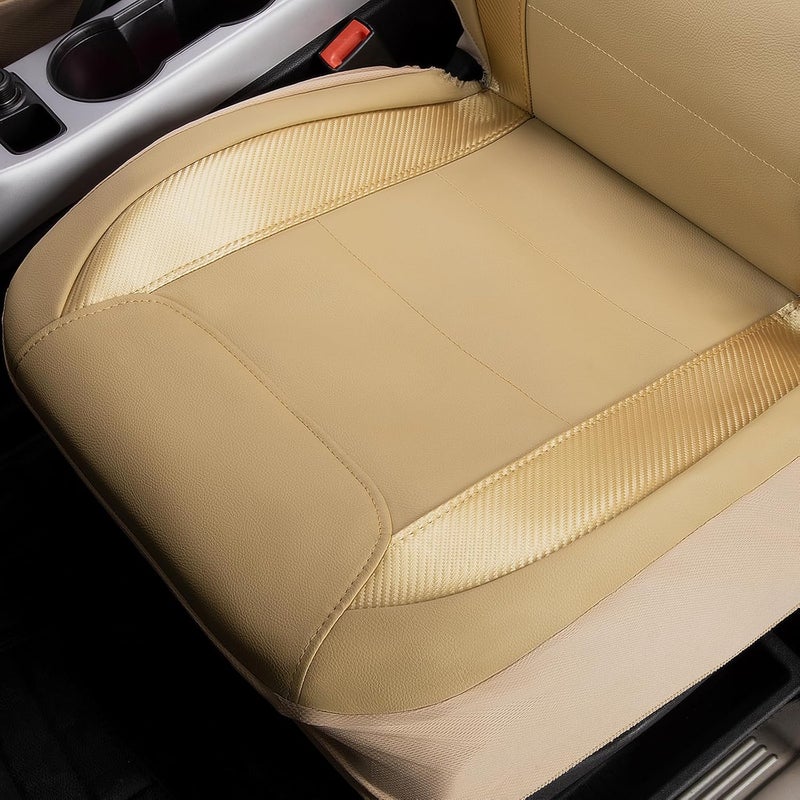 Flying Banner Waterproof Faux Leather Car Seat Covers - Golden Beige Front Pair - Image 5