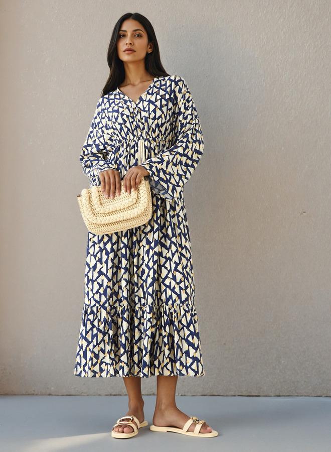 سبلاش فيڤ فستان قفطان نسائي مطبوع من الفيسكوز - Image 1