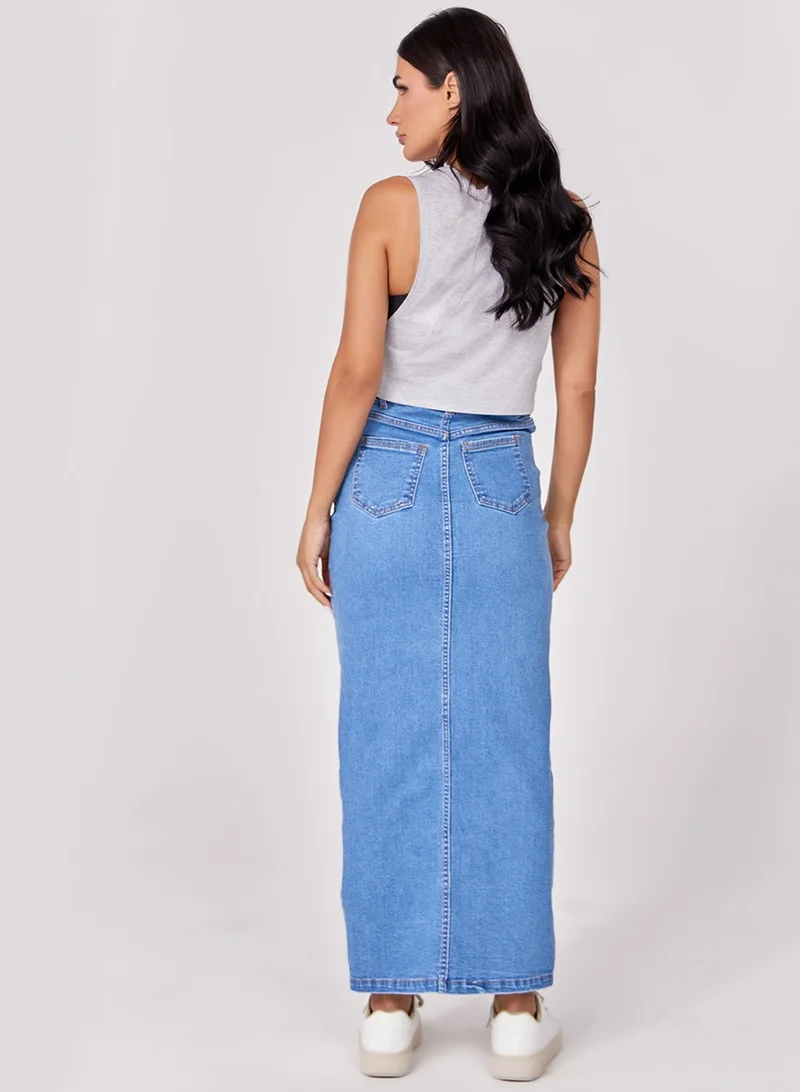 Zigzag Denim Skirt