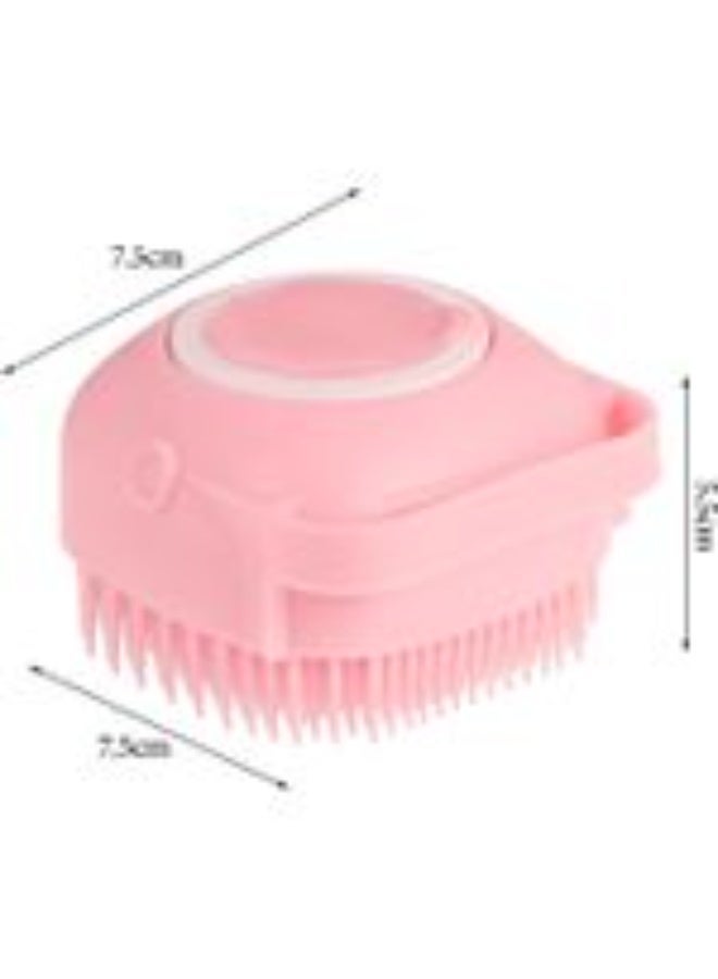 Pink Pet Grooming Bath Massage Brush with Soap and Shampoo Dispenser Soft Silicone Bristle for Long Short Haired Dogs Cats Shower - Image 5