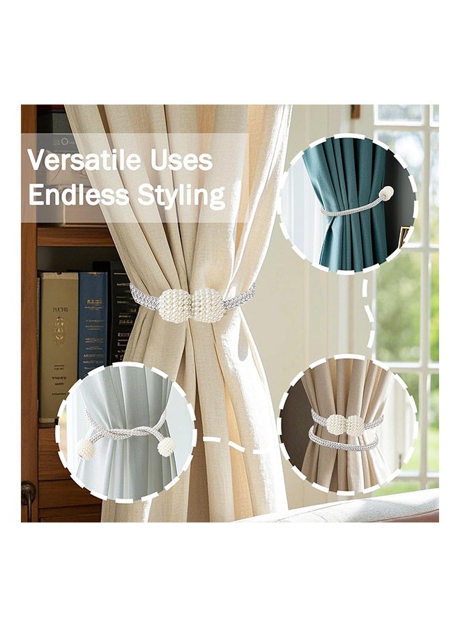 8 قطع من أربطة الستائر المغناطيسية بتصميم اللؤلؤ، حامل ستائر مغناطيسي، ستائر منزلية أنيقة، أربطة ستائر النوافذ، لؤلؤ مغناطيسي قوي، أربطة أشرطة كروية، رمادي - Image 2