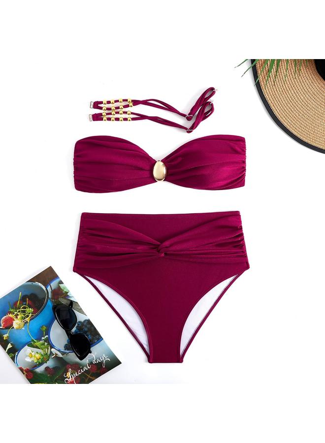 Y&D Women's One Piece Swimsuit with Cover up Set Beach Wrap Skirt Retro Bikini Set Two Piece Bathing Suit with Cover up - Image 4