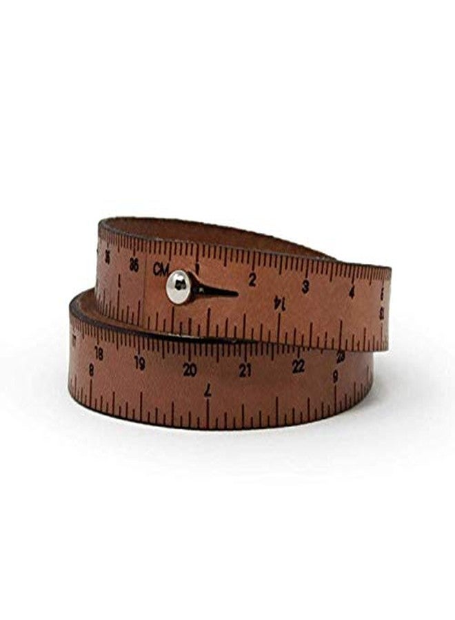 ILoveHandles Wrist Ruler Medium Brown 17"| Tape Measure Bracelet | Leather Cuff | Leather Wrap Bracelet | Sewing | Knitting | Crochet | Notion | Gift - Image 1